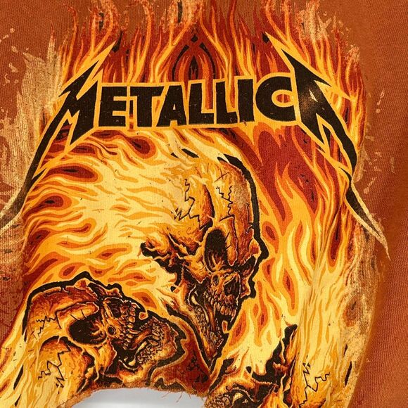 ZARA Women’s Cropped Metallica Sweatshirt Med Graphic Grunge Y2K Distressed NWT - Picture 7 of 15